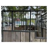 Livestock Pen or Enclosure with Wood Paneling and Metal Frame