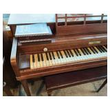 Cable Upright Piano with Bench and Sheet Music