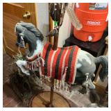 Folk Art Horse on Stand & Decorated Staff