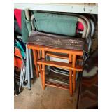 Group of Folding Chairs and Stool