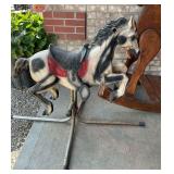 Vintage Style Rocking Horse with Metal Frame