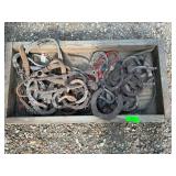 Wooden Box with Horseshoes and Horse Tack