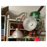 Mixed Lot: Utility Lights, Paint Bucket, and More