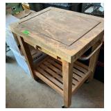 Rolling Butcher Block Island with Drawer and Shelf
