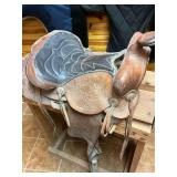 Antique Western Saddle with Tooled Leather Details