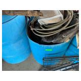 Lot of Blue Barrels with Misc. Items