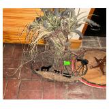 Farmhouse Style Home Decor Lot - Floral Arrangement, Decorative Wreath, and Accent Table