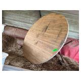 Round Wooden Table with Metal Base