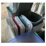 Large Assortment of Plastic Storage Totes and Lids