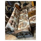 Rustic Wagon Wheel Living Room Set: Sofa, Glider, armchair and Two Stools and coffee table/footstool