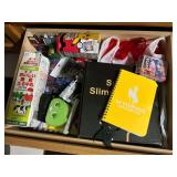 Drawer Lot: Mixed Items, Wyoming Cowboys Notebook, Pokemon Candy Box, and More