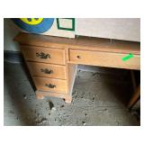 Wooden Desk with Contents