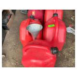 Red Plastic Gas Cans with Funnel
