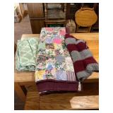 Handmade Quilt, Fleece Blanket and Crocheted Throw Blanket