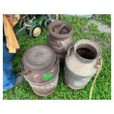 Lot of 3 Farmhouse Style Milk Cans