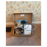 Box Lot of Phone and Tablet Accessories: Lvetek Surge Protector, Charging Stations, Adapters, Micro USB, and Apple Watch Band