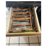 Large Set of Splendide 18/8 Stainless Steel Silverware with Wooden Organizer