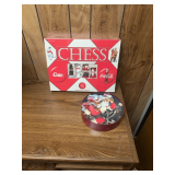 Coca-Cola Collectible Lot: Chess Set, Santa Tin, Ornaments, Village Pieces & More!