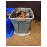 Box Lot of Copper Kitchenware and Lincoln Bust