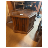 Wooden Hexagonal Side Table and Matching Bookcase