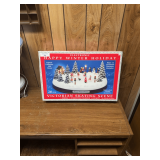 Holiday Decor and Animated Victorian Skating Scene in Storage Tote