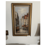 Set of Three Framed Street Scene Oil Paintings