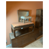Upholstered Ottoman, Bench and Bedroom Mirror Set