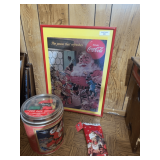 Coca-Cola Collectibles: Santa Print, Tin Train Set, and Stocking