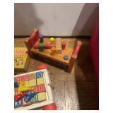 Vintage Playskool Pounding Bench, Archie Bunker Card Game, and Block Walker