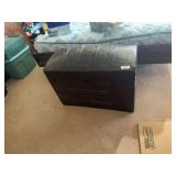 Decorative Metal-Clad Wood Storage Trunk with Fabric Lot
