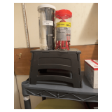 Folding Step Stool with Bungee Cords and Zip Ties