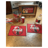 Coca-Cola Collectibles Lot: Sign, Mats, Can, Bottle & More