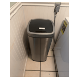 Silver and Black Trash Can