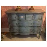 Blue Painted Chest of Drawers with Serpentine Front