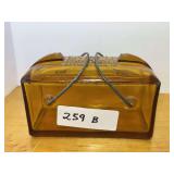 J. Ellwood Lee Co. Amber Glass Gauze Jar with Wire Bail
