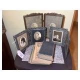 Collection of Books and Hinged Portrait Frames