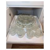 Clear Pressed Glass Serving Set with Cups