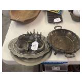 Assorted Metal Tableware Collection Including Pewter and Silver Plated Items