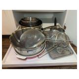 Kitchenware Collection Including Descoware Cookware and Strainers
