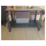 Blue Painted Side Table with Turned Legs
