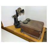 Kellogg Candlestick Telephone with Wooden Ringer Box
