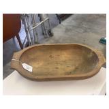Oval Hand-Carved Wooden Dough Bowl