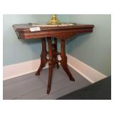 Wood Side Table with Pedestal Base