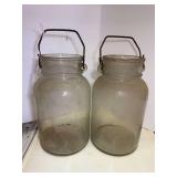 Pair of One Gallon Glass Liquid Measuring Jars with Wire Bails