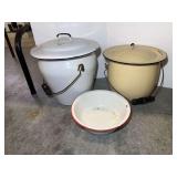 Collection of Three Enamelware Vessels