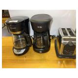 Kitchen Appliance Lot: Two Coffee Makers and One Toaster