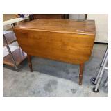 Wooden Drop-Leaf Table with Turned Legs