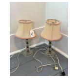 Table Lamps with Pressed Glass Bases and Pleated Shades