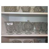 Fostoria American Style Glass Stemware and Lidded Compote Set