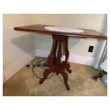 Wooden Pedestal Side Table with Scrolled Base